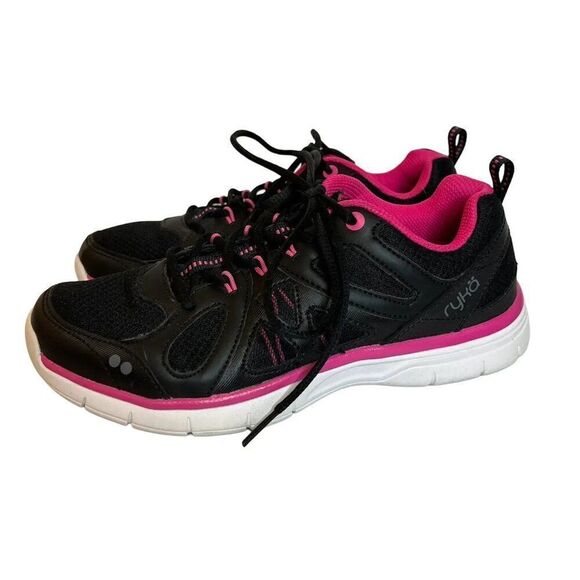 Ryka Divine Black and Pink Lace Up Sneakers - Picture 3 of 6